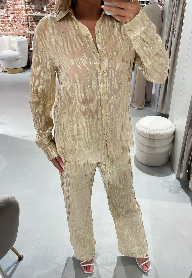 MACY - Blouse in Beige / Gold Thread