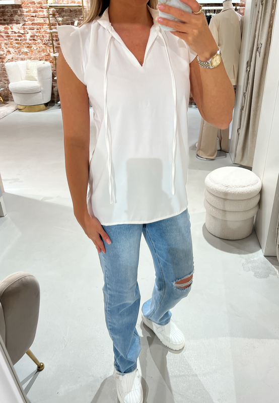 SALE - IVANA Butterfly Sleeve Top in White