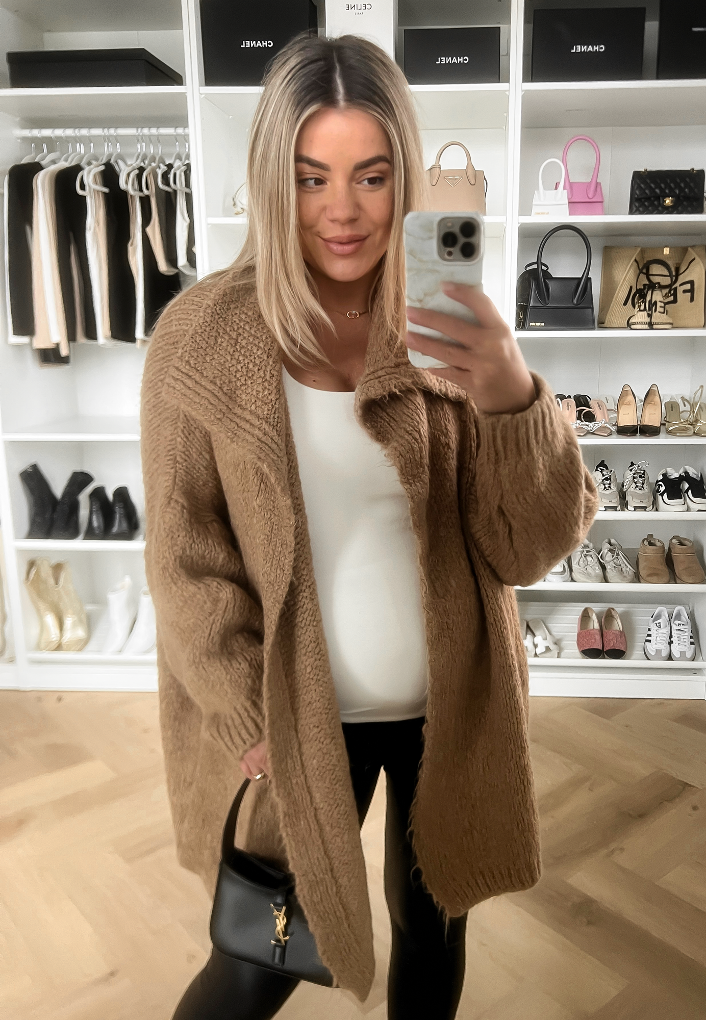 Camel top waterfall cardigan