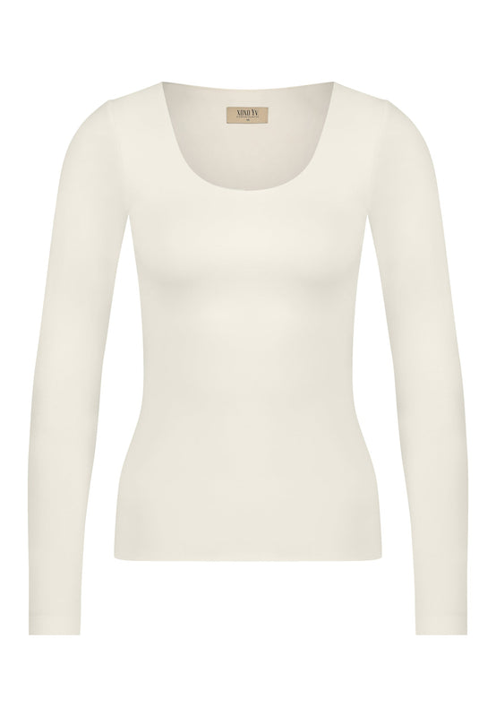 XOXO Yv. - Luxury Sculpting Longsleeve Top in Off White