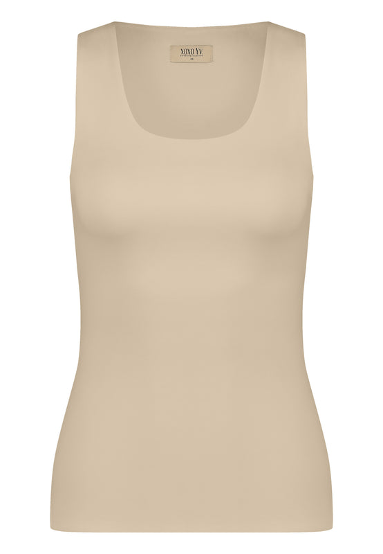 XOXO Yv. - Luxury Sculpting Tank Top in Beige