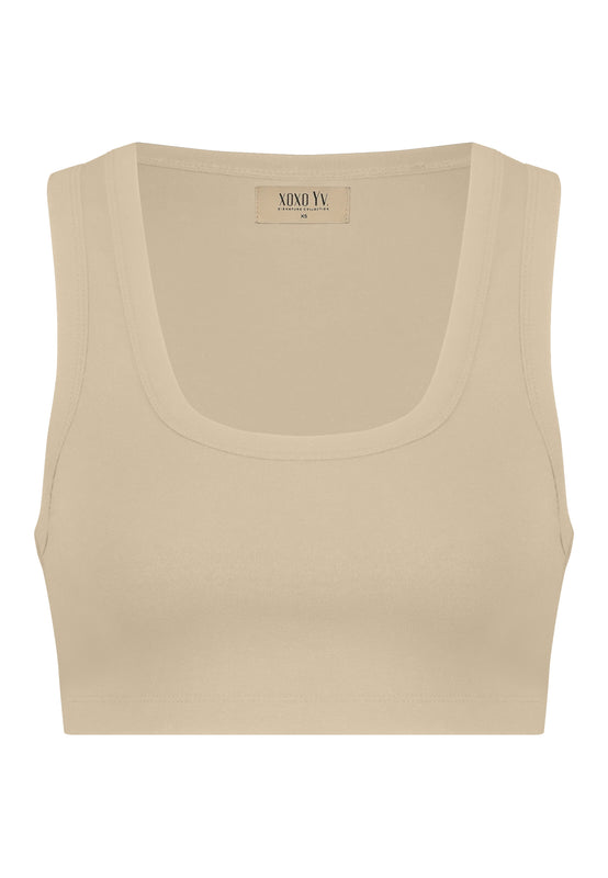 XOXO Yv. - Soft Skin Crop Top in Beige