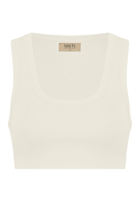 SALE - XOXO Yv. - Soft Skin Crop Top in Ecru