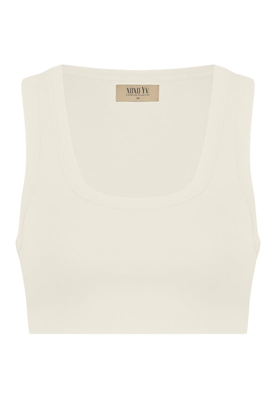 SALE - XOXO Yv. - Soft Skin Crop Top in Ecru