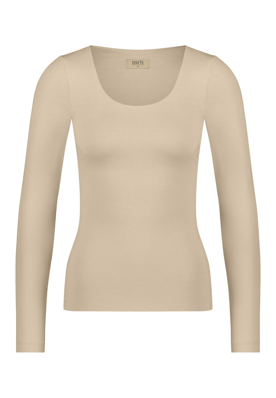 XOXO Yv. - Soft Skin Longsleeve Top in Beige