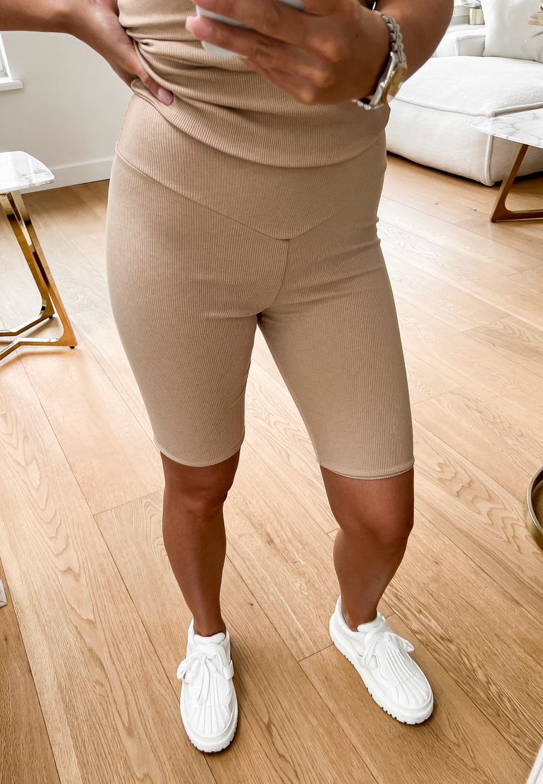 SALE - KYLIE Ribbed Shorts in Beige
